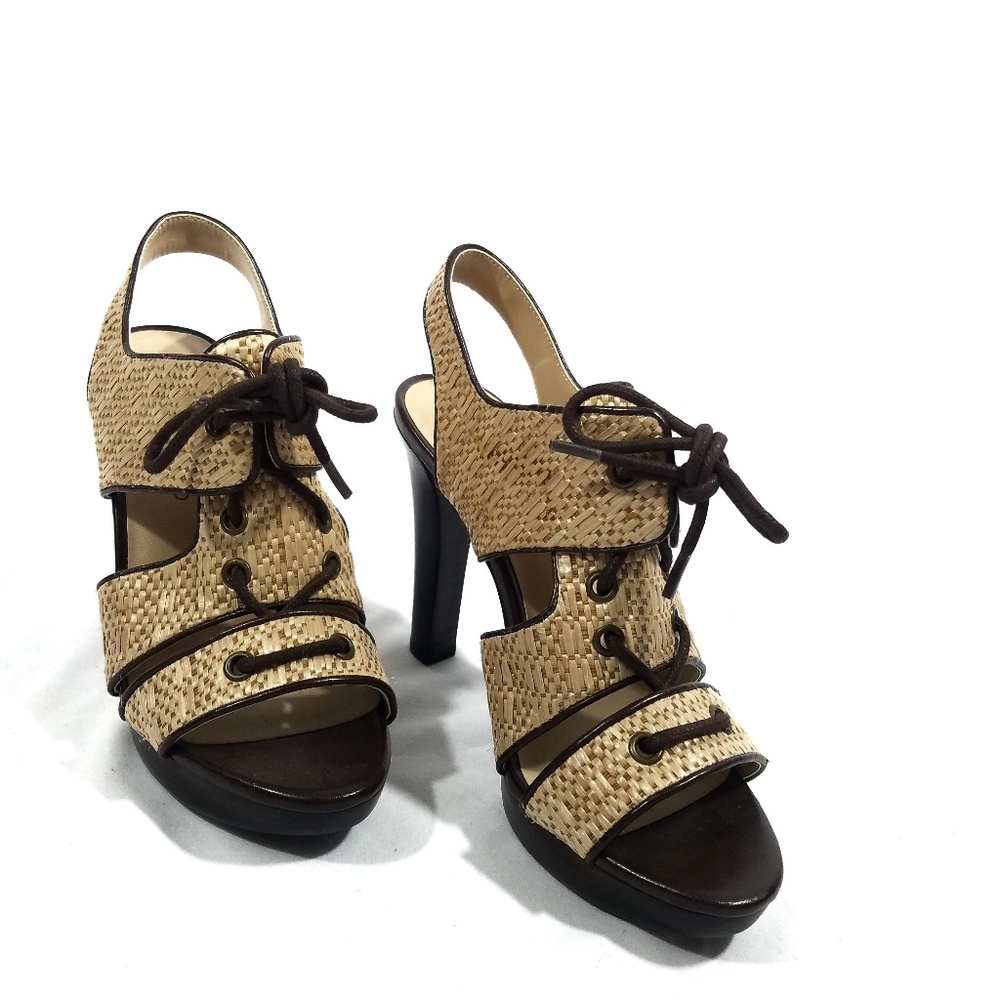 The Limited Tan and Brown Basketweave Heels